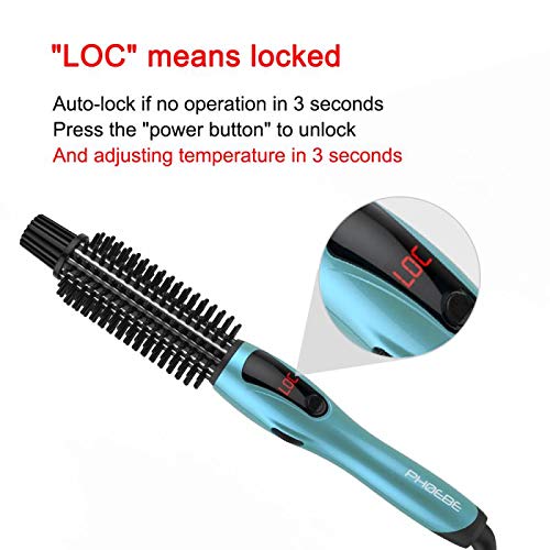 PHOEBE Curling Iron Brush, Dual Voltage 1 Inch Ceramic Tourmaline Ionic Hair Curler H346369