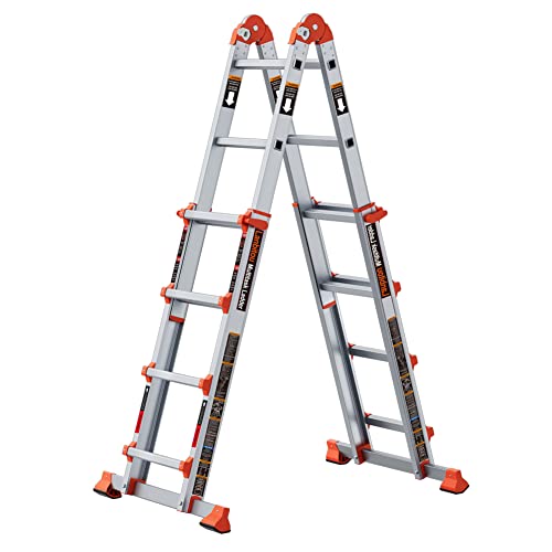 17 Ft Anti-Slip Multi Position Aluminum Ladder, 330 lbs Load, Folding Y8067