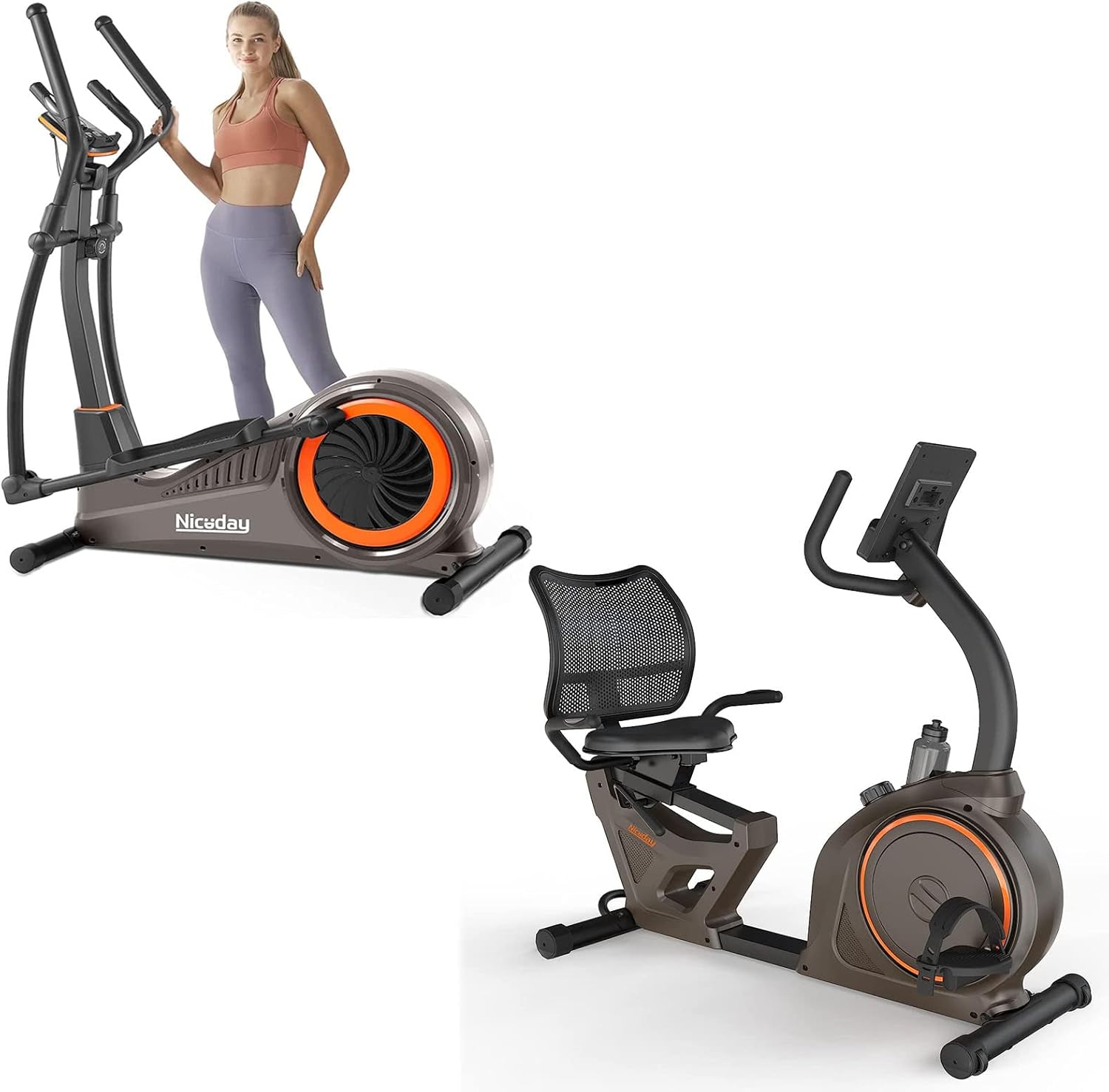 Niceday Elliptical Machine & Recumbent Exercise Bike,16 Resistance Levels and 400LB Weight Limit