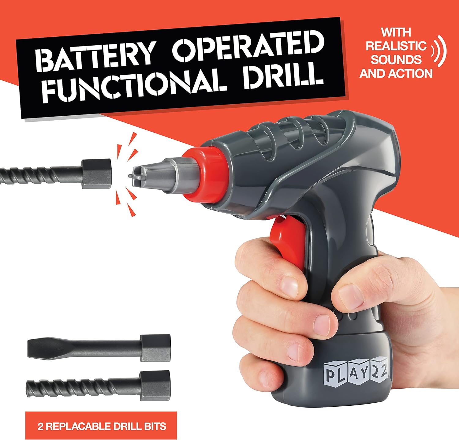 Play22 Kids Tool Set Bench 76 Pc with Electronic Play Drill A9634