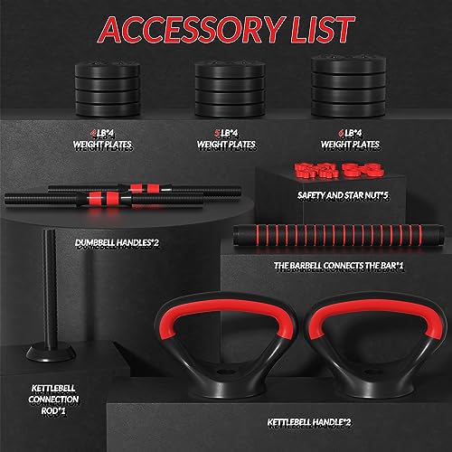 Signature Fitness Adjustable Dumbbell and Barbell Kettlebell Set A171