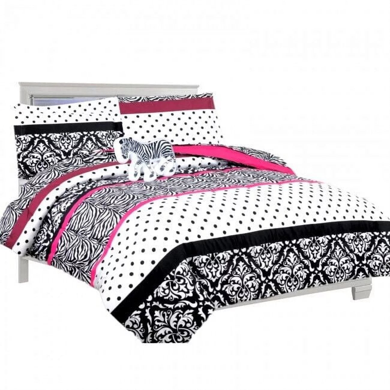 Twin Zebra Pink Comforter and Sheet Set for Kids Teens F297151