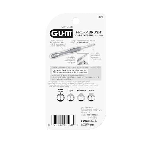 GUM Proxabrush Go-Betweens Interdental Brushes for Tight Teeth, 10ct (4Pk) J9556