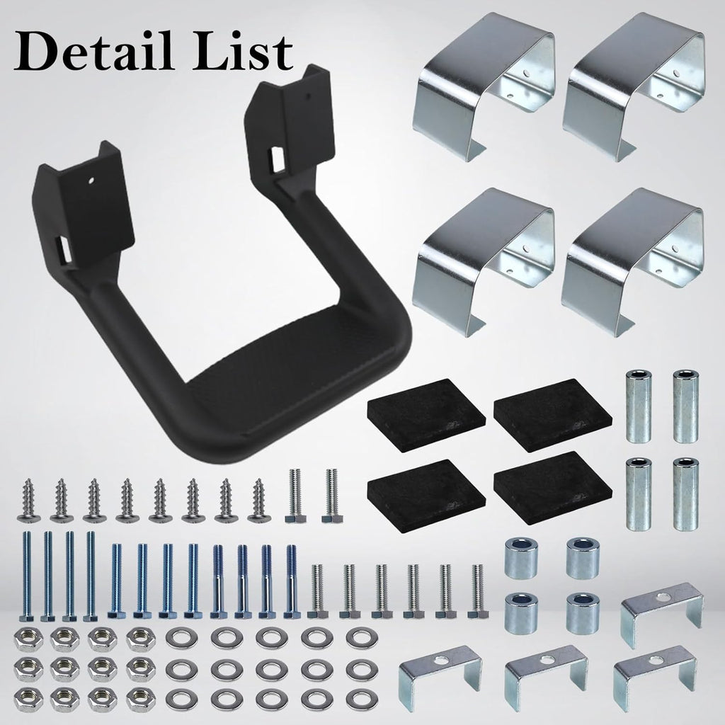 RULLINE Black Powder Coated Truck Side Step Set with Mounting Brackets J35848