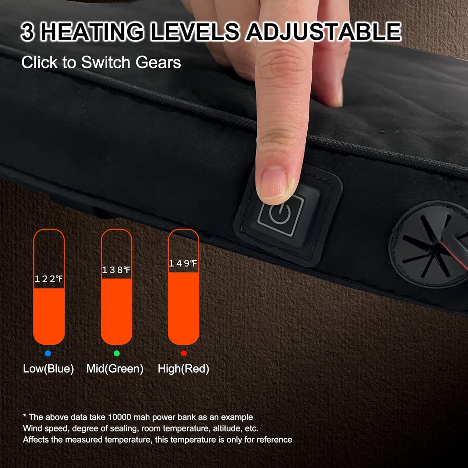 Portable Heated Seat Cushion with 3 Settings, Memory Foam for Camping, Office, Stadium N808