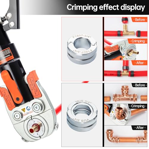 Copper Pipe Crimping Tool with 1/2, 3/4 and 1 Inch Jaws S342