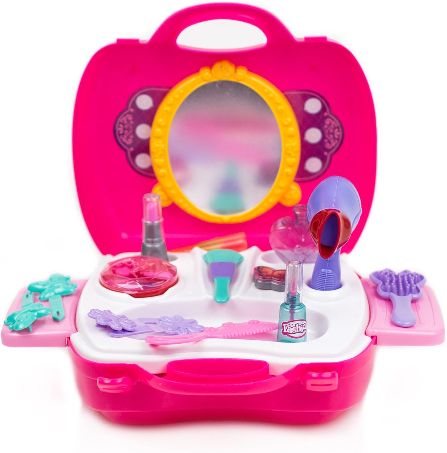 Toysery 21-Piece Pretend Play Makeup Kit for Girls – Kid’s Vanity Makeup Kit with Beauty Salon Case, Lightweight & Portable Barbie Make Up Cosmetics Set for Toddlers