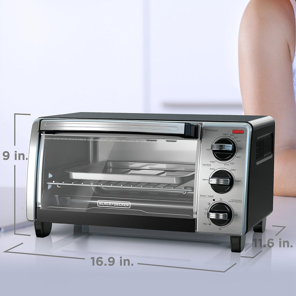 BLACK+DECKER TO1750SB 4-Slice Toaster Oven, Stainless Steel S86551