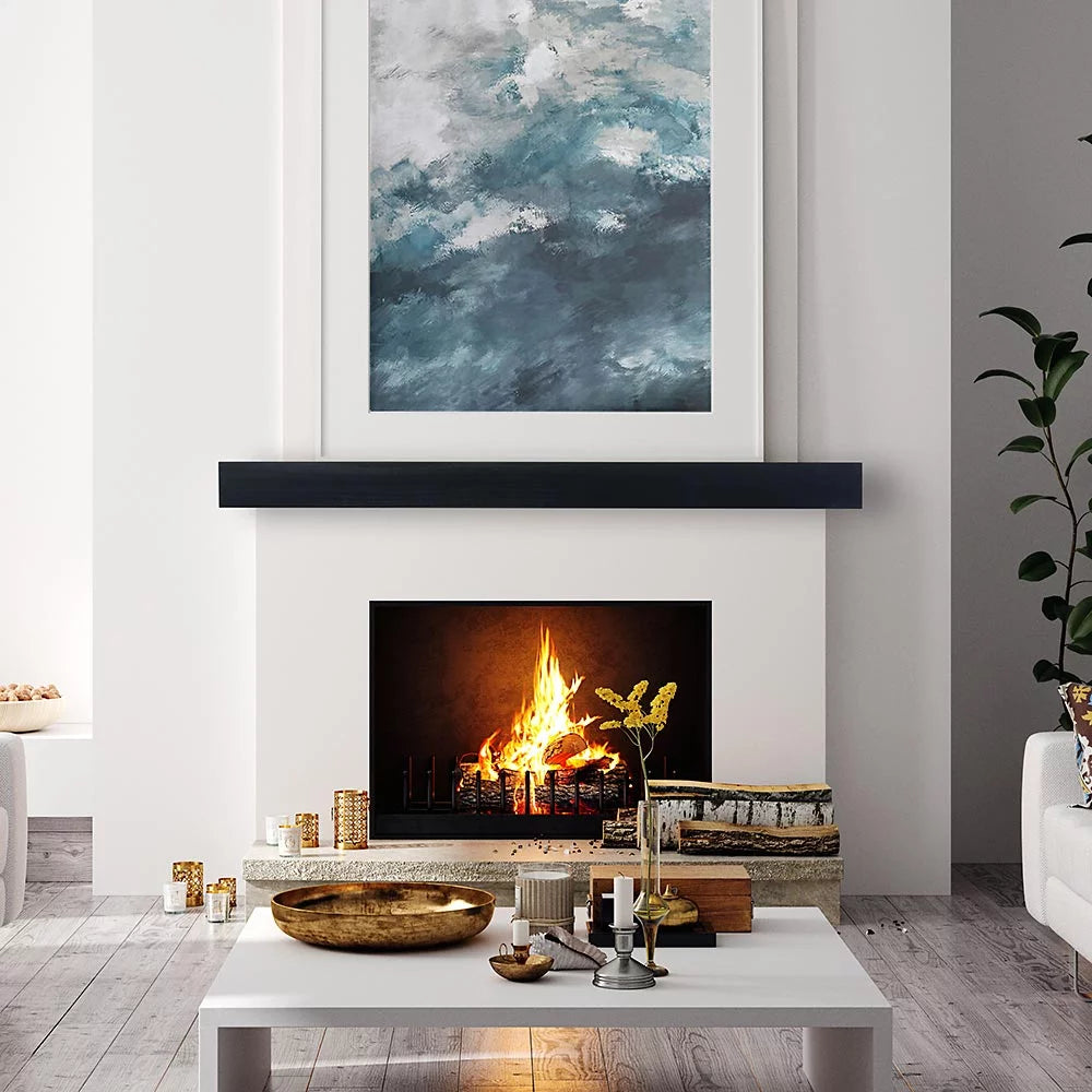 Mantels Direct Bedford 48" Floating Mantel Shelf with Corbels - Black W2852