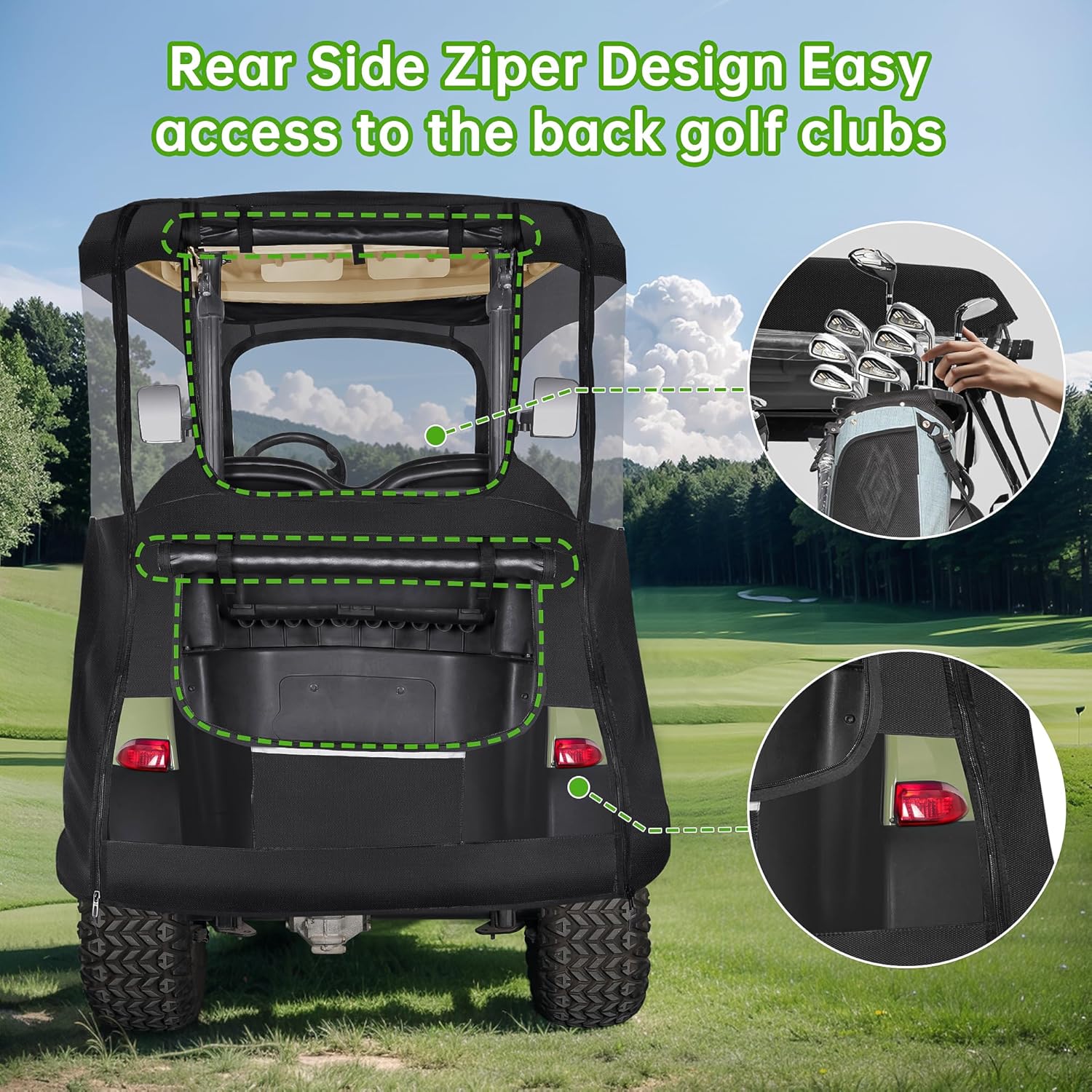 10L0L Deluxe 2 Passenger Enclosure for Club Car Precedent, Onward & Tempo Golf Cart V9671