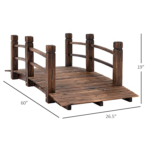 Outsunny Fir Wood Garden Bridge Arc Walkway with Side Railings E4176
