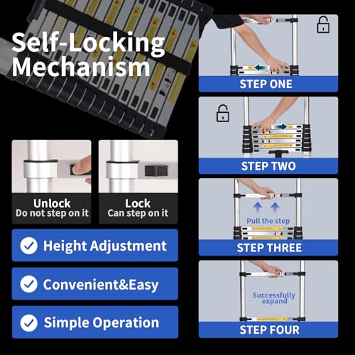 Telescoping Ladder 16.5 FT Aluminum with Triangle Stabilizers G1368