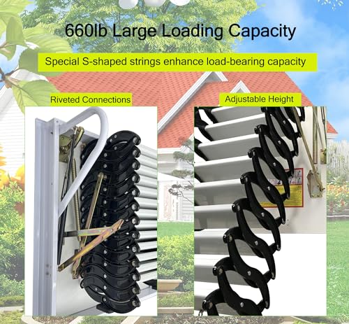 TECHTONGDA Attic Ladder 13 Steps Telescoping Pull Down Loft Stair E410891