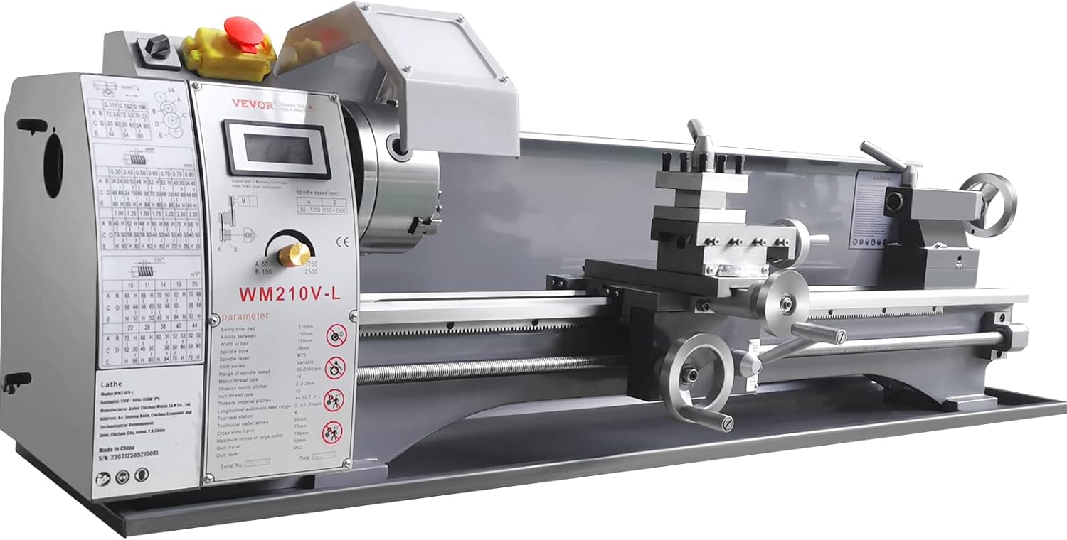 VEVOR Metal Lathe Machine, 8.3" x 29.5", 750W Benchtop Power Lathe N5185