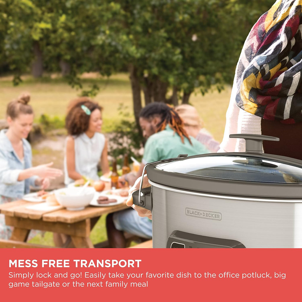 BLACK+DECKER SCD1007 7-Qt Locking Lid Digital Slow Cooker P298635