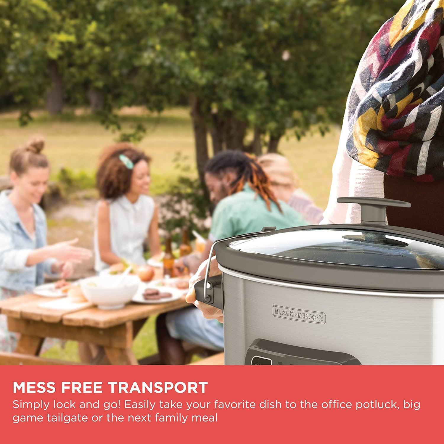 BLACK+DECKER SCD1007 7-Qt Locking Lid Digital Slow Cooker P298635