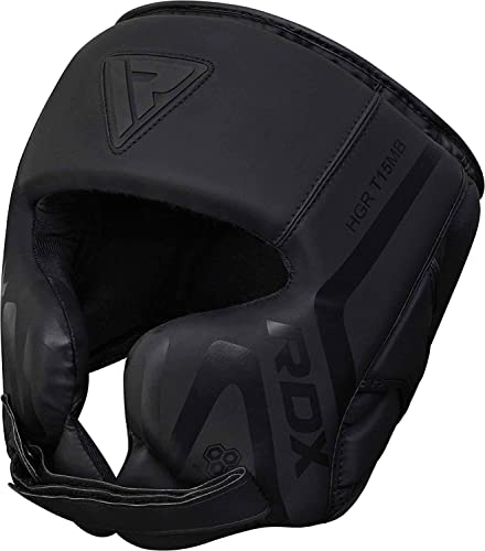 RDX Boxing Headgear Sparring Grappling Maya Hide Leather Black T6949