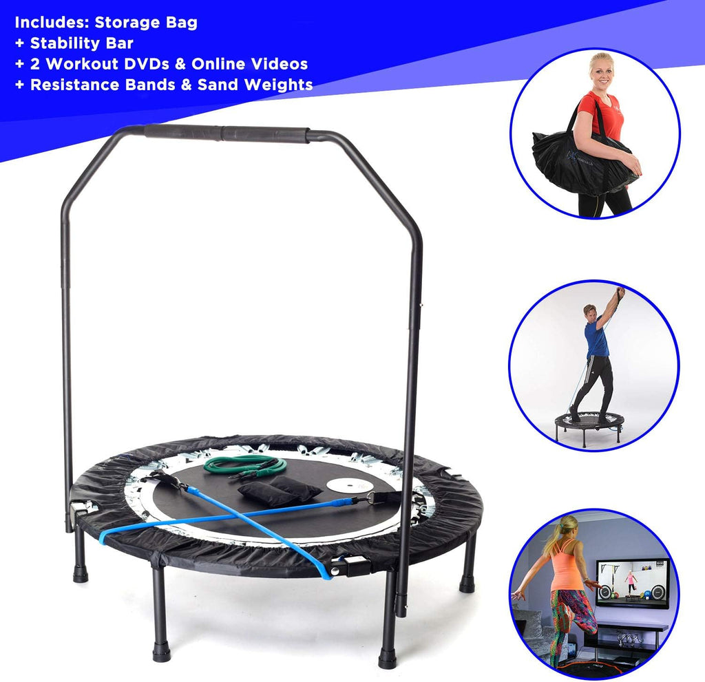 MaXimus PRO Folding Rebounder Indoor Exercise Mini Trampoline for Adults with Bar K4661