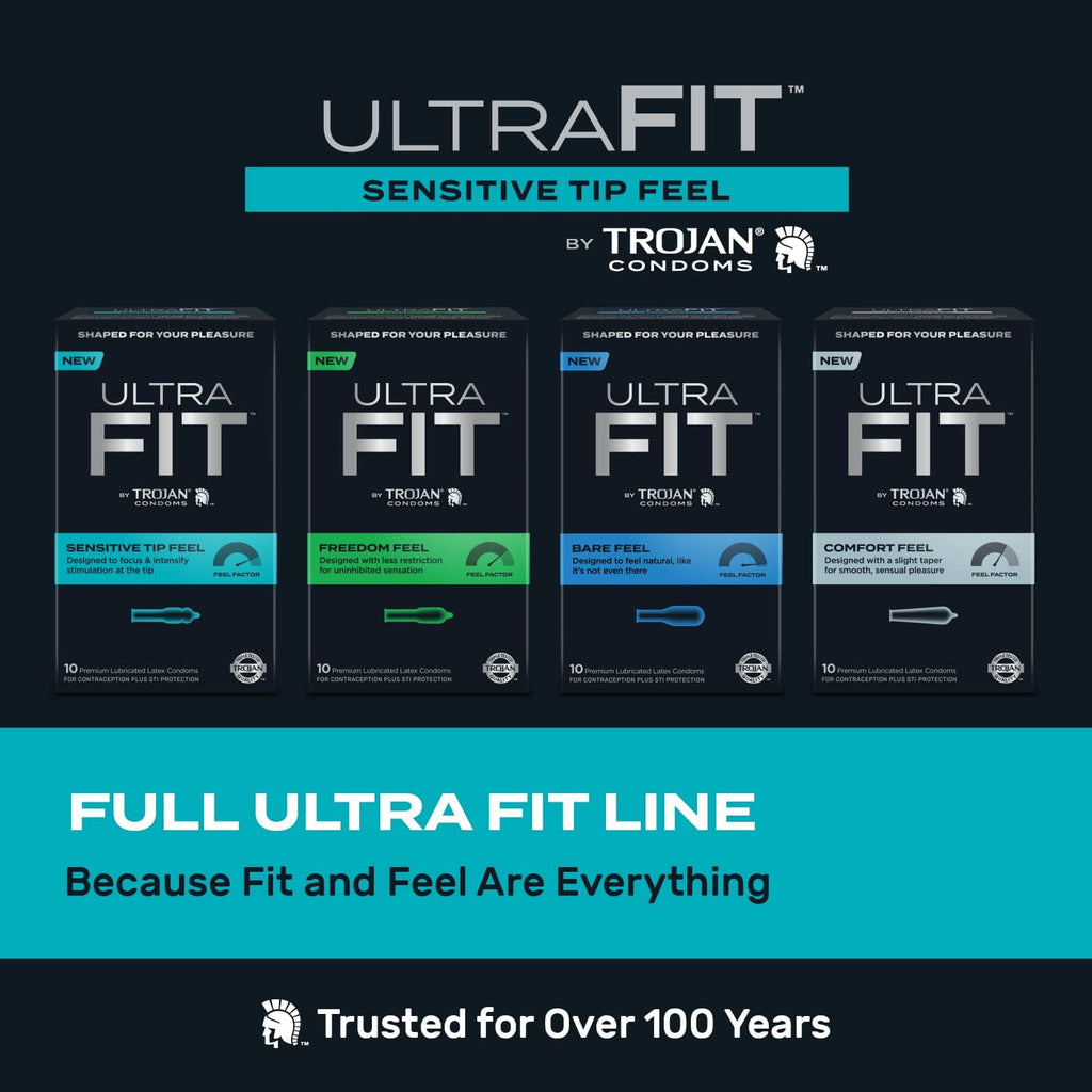Trojan Condoms Ultrafit Sensitive Tip Feel, 10 Count F75623