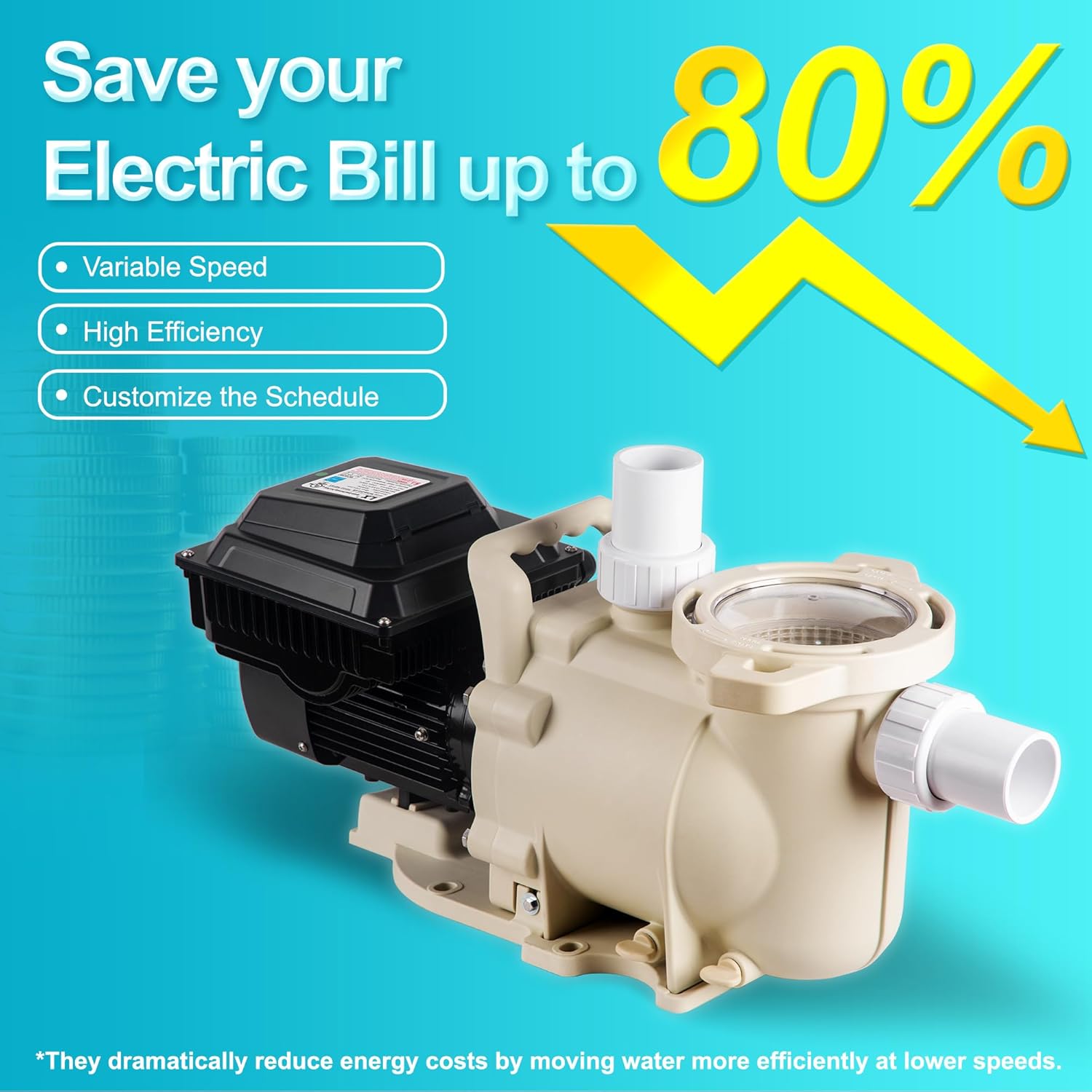 LINGXIAO Variable Speed Pool Pump Inground 2HP with Filter Basket U388472