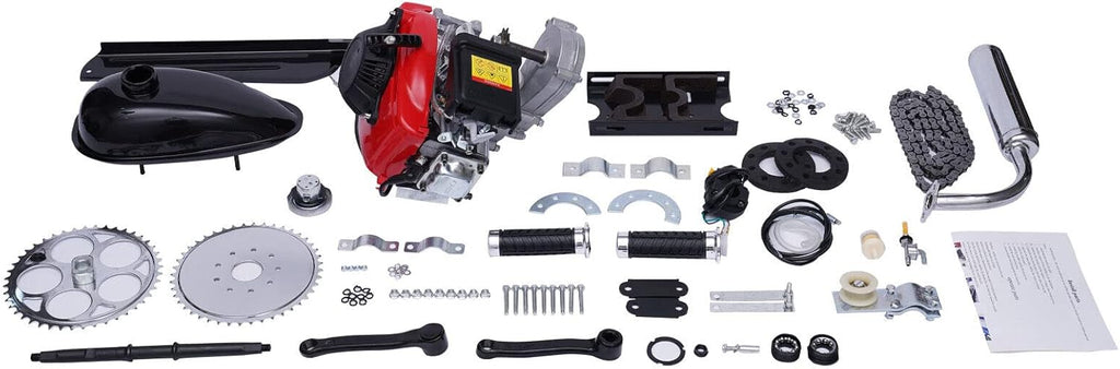 Bicycle Engine Motor Kit,49cc 4-Stroke Cycle Motor Kit Gas Kit Electric Bike Petrol Gas Bike Engine, Single Cylinder Low Noise Vibration Damping, Suitable for Adult Bike Scooter Conversion Kit