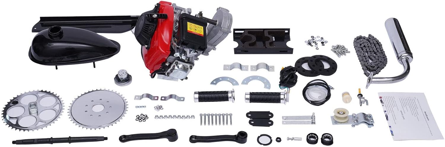 Bicycle Engine Motor Kit,49cc 4-Stroke Cycle Motor Kit Gas Kit Electric Bike Petrol Gas Bike Engine, Single Cylinder Low Noise Vibration Damping, Suitable for Adult Bike Scooter Conversion Kit