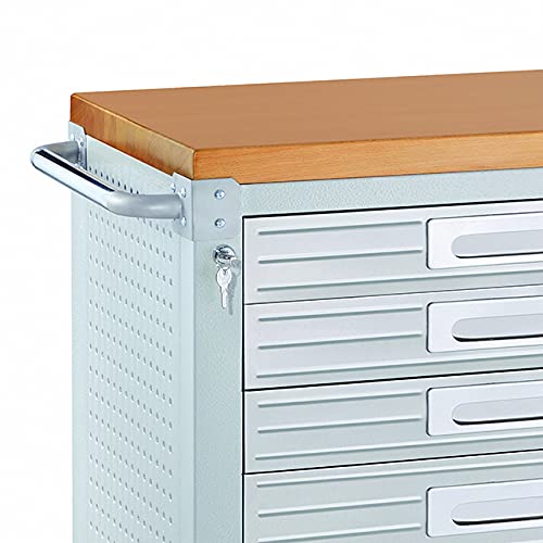 Seville Classics UltraHD Rolling Cabinet Workbench with Solid Wood Top, 12-Drawer T371