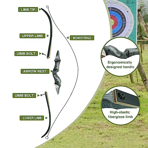 Black Hunter Takedown Recurve Bow 60" for Adults Outdoor Practice & Hunting R356462