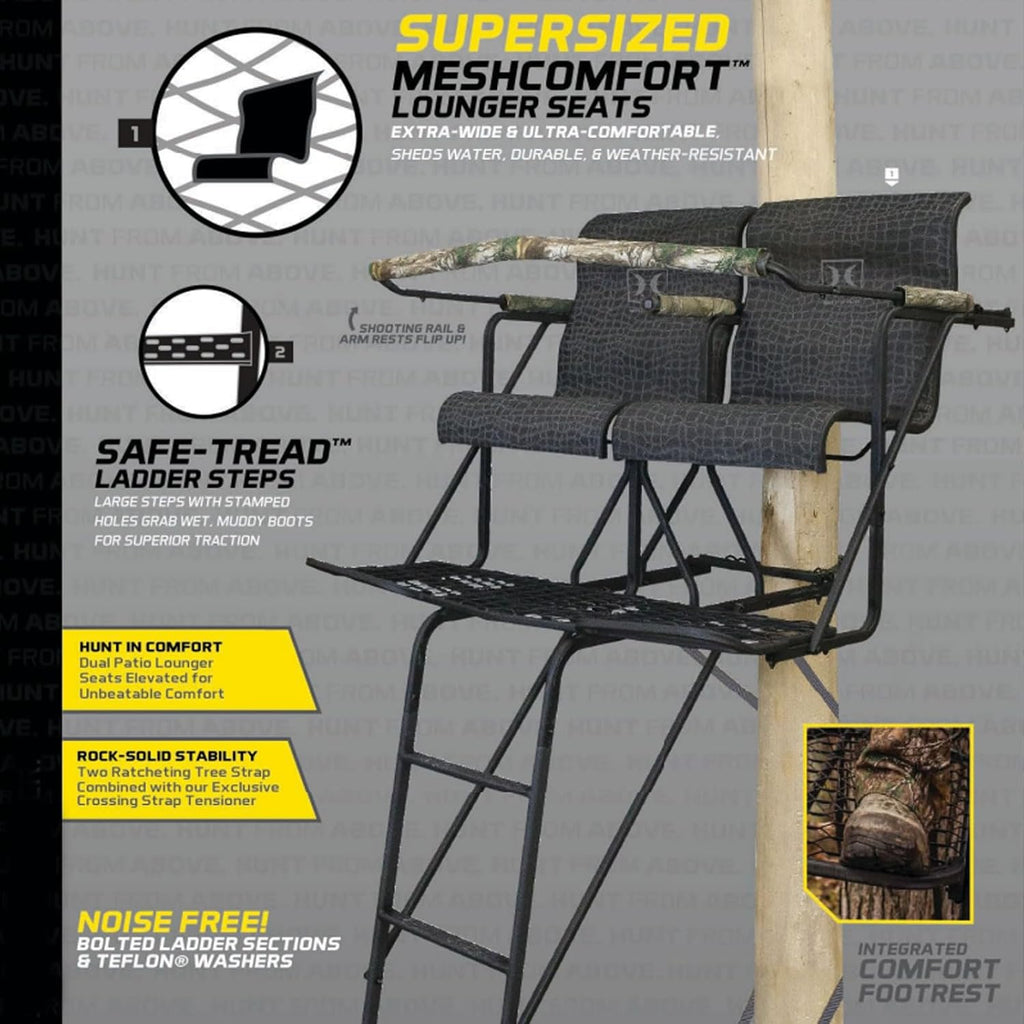 Hawk 18' Big Denali 2-Man Ladder Stand for Hunting Archery T55410