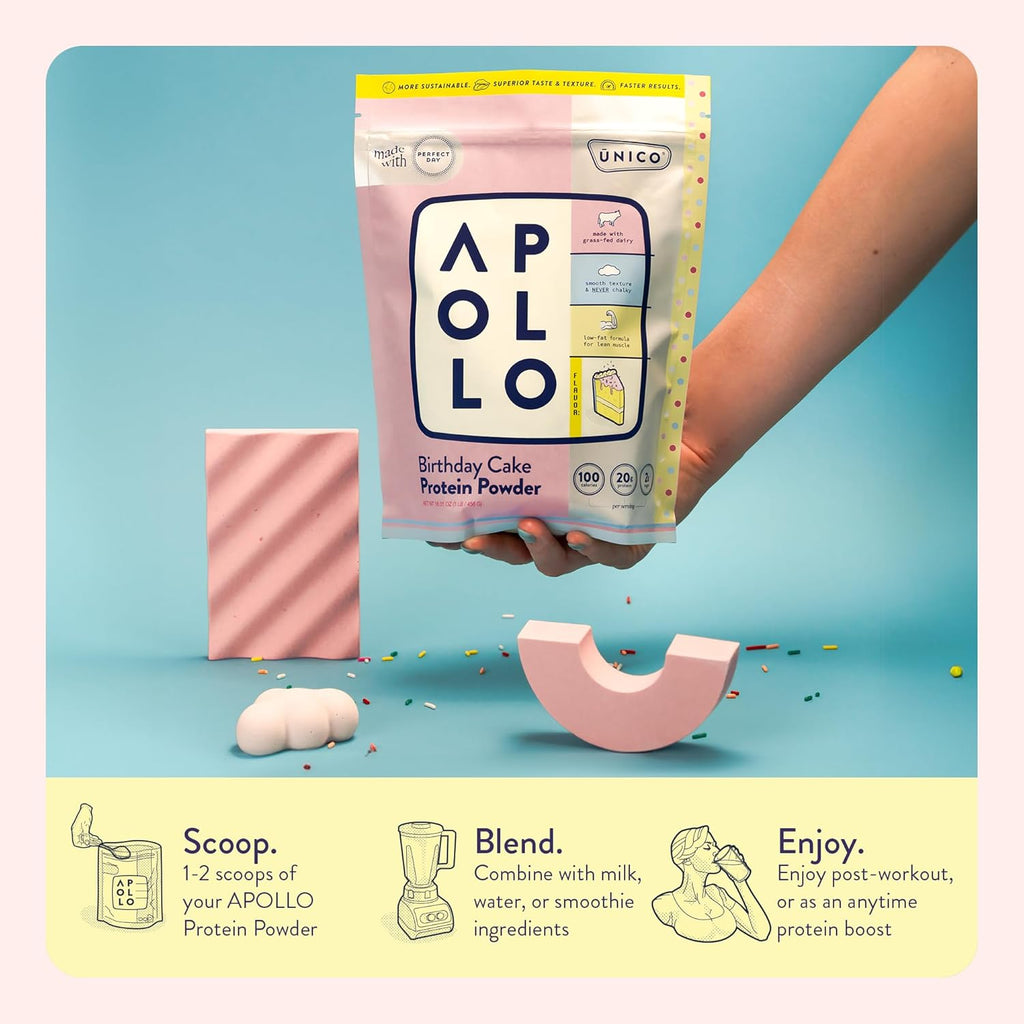 Unico Apollo Strawberry Protein Powder - 20g Grass-fed, Smooth Texture X594573