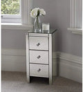 RUNFAYBIU Mirrored Nightstand  Mirrored End Table with 3 Drawers and Crystal-Style Knobs   Mirrored Bedside Table for Bedroom  Living Room  Small Place  Silver  11.81" L x 11.81"