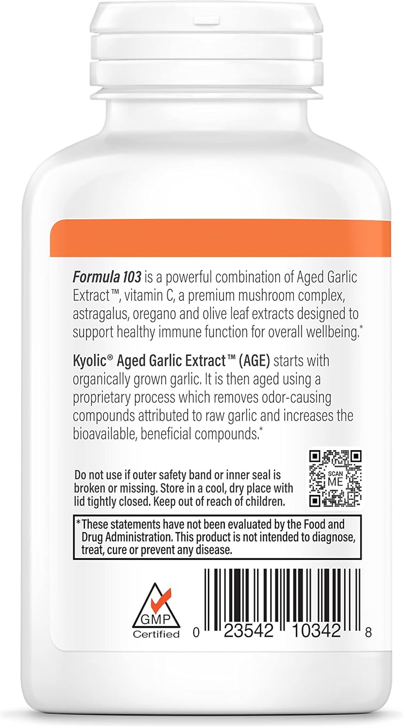 Kyolic Aged Garlic Extract Formula 103 Immune Support, 200 Capsules I1039