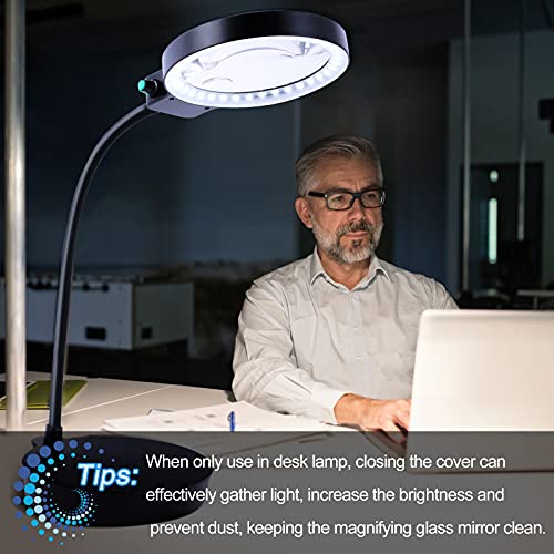 Magnifying Glass with Light and Stand, 10X 20X Dimmable Desk Lamp, Adjustable Gooseneck G96708
