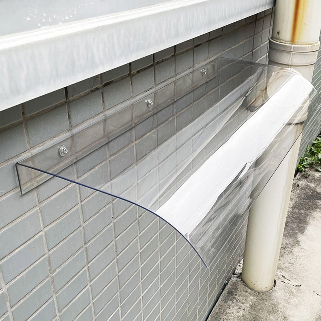 Awning Canopy UV Rain Snow Protection for Front Door/Porch Patio Roof, Rain Shelter Thicken Clear Cover Maintenance-Free Awning Polycarbonate Sheet No Brackets ( Size : A:15.7X39in )