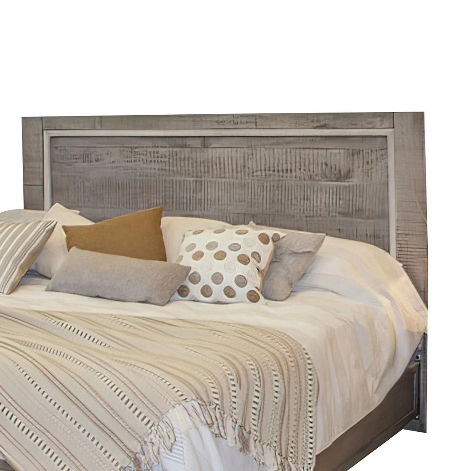 Benjara Ken King Size Bed with Headboard and Footboard, Rustic Gray D371193