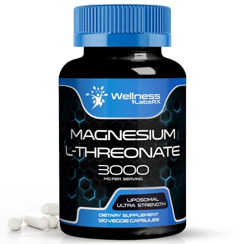 Magnesium l-Threonate Supplement Capsules 120 Count - 3000mg - High Absorption Magnesium Supplement Liposomal, Ultra Strength Magnesium Threonate for Brain, Sleep Support, Energy, and Heart Health