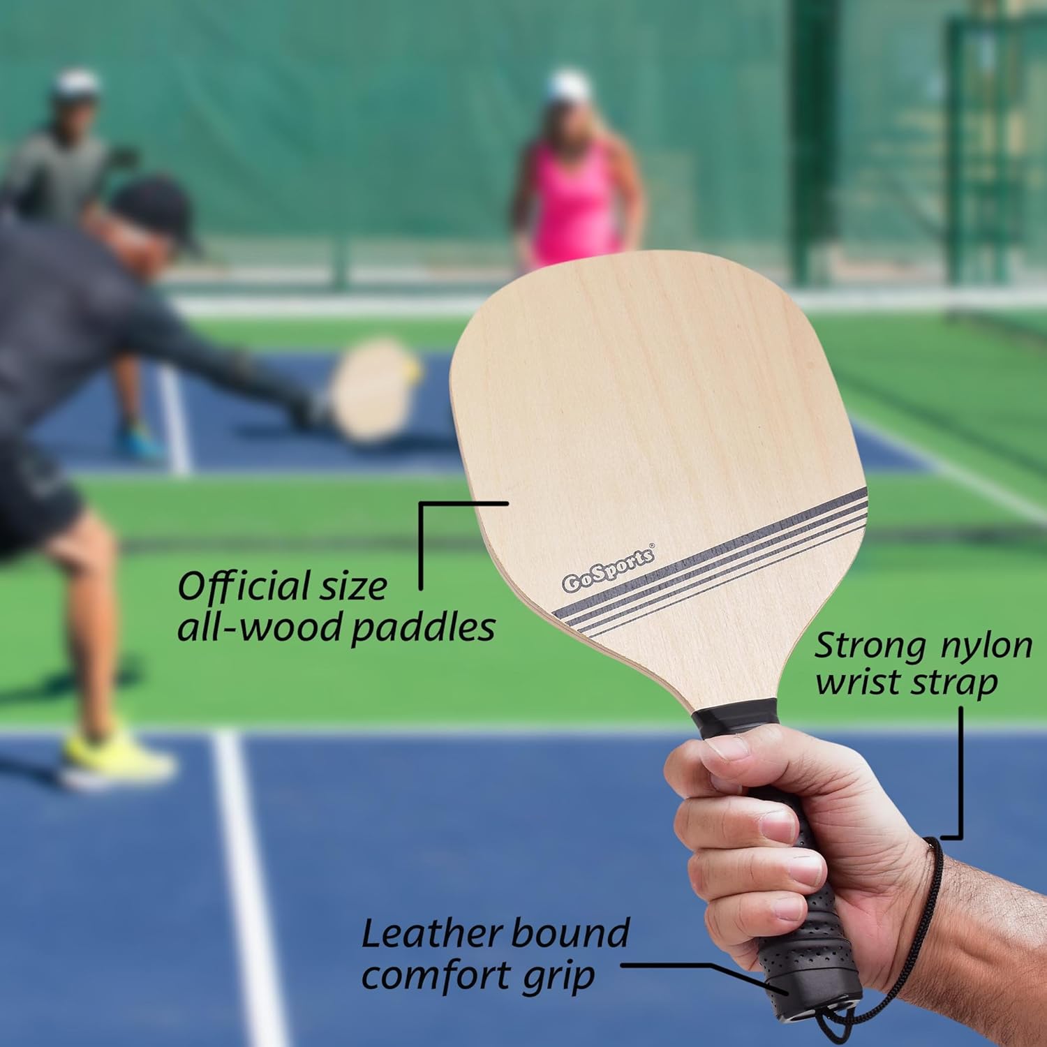 GoSports Wood Pickleball Starter Set with 2 Paddles, 4 Balls & Tote B513439