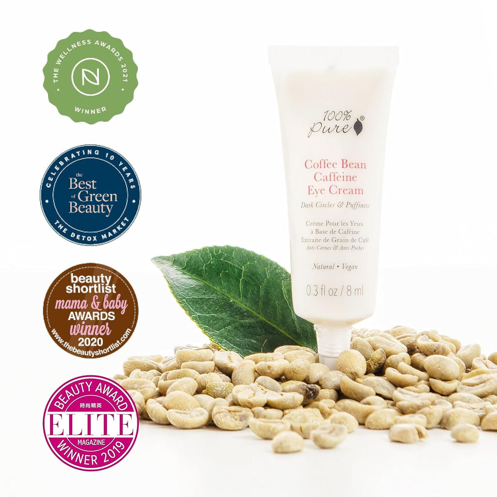 Pure Coffee Bean Caffeine Eye Cream with Green Tea, Rose Hip, Vitamin E, 0.3 oz G6741
