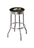 The Furniture King Bar Stool 29" Tall Backless Chrome Metal Stool Featuring Your Favorite Football Team Logo on a Colored Vinyl Swivel Seat Cushion Washington on Black