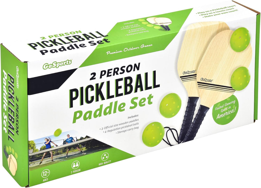 GoSports Wood Pickleball Starter Set with 2 Paddles, 4 Balls & Tote B513439