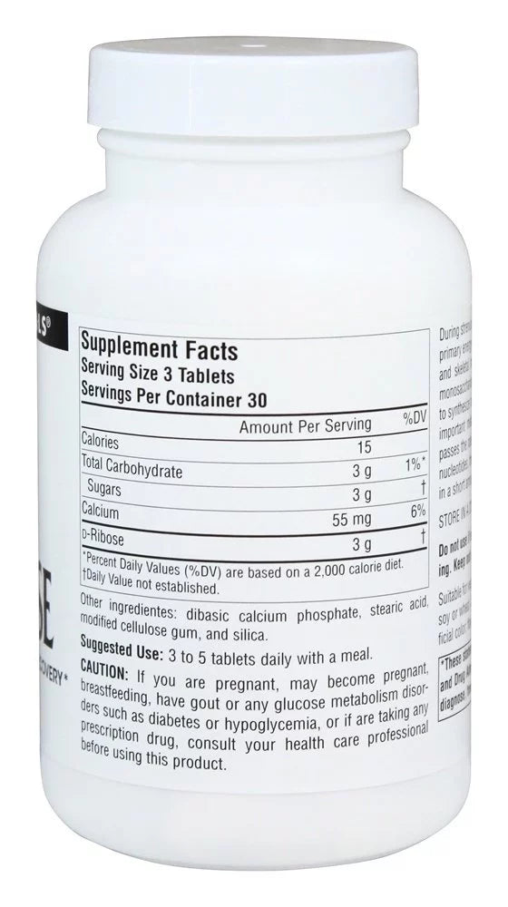 Source Naturals D-Ribose Powder 1000 mg, 90 Tablets Q4759