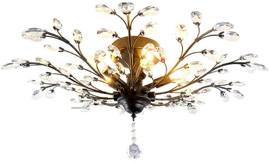 Miumaeov Vintage Crystal Semi Flush Mount Ceiling Light I943