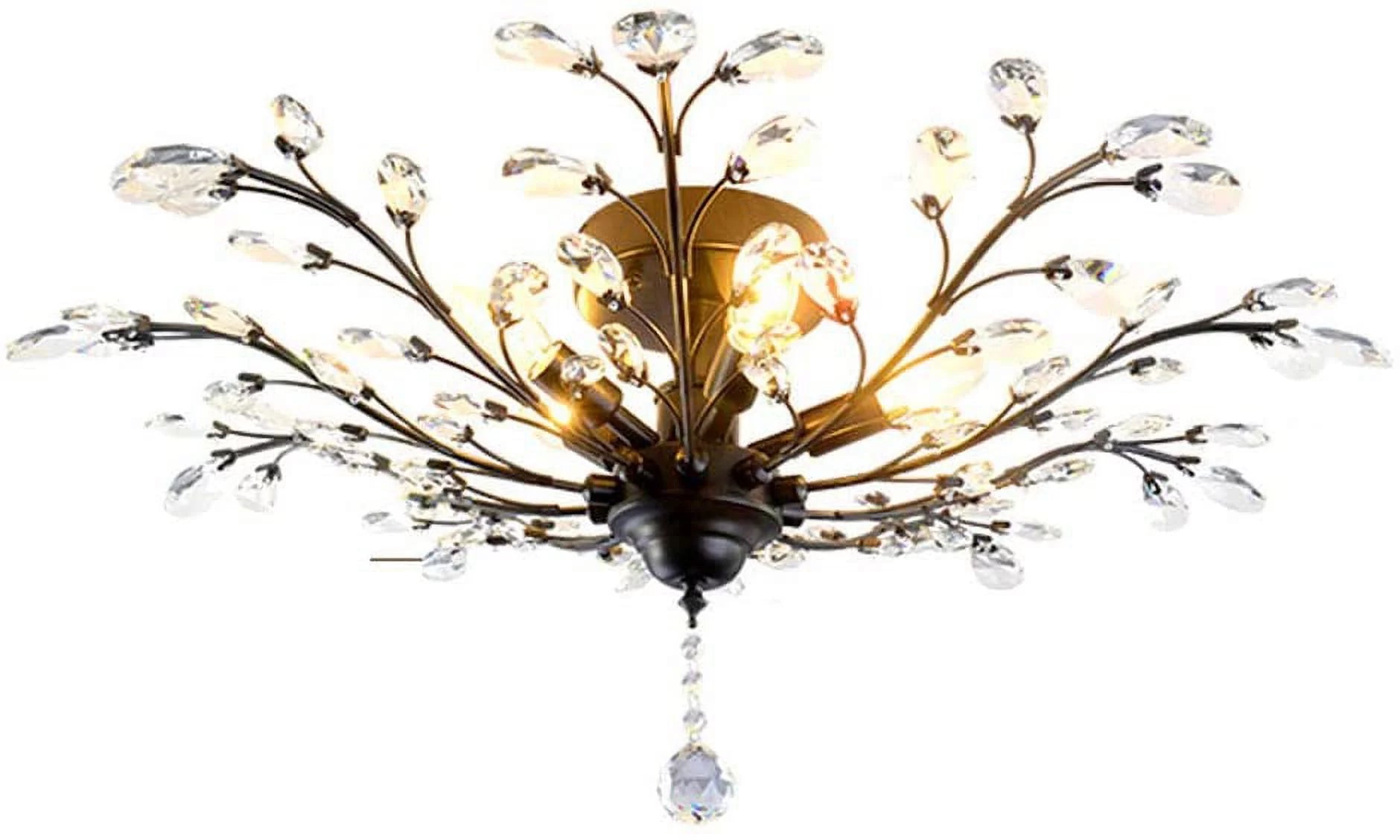 Miumaeov Vintage Crystal Semi Flush Mount Ceiling Light I943