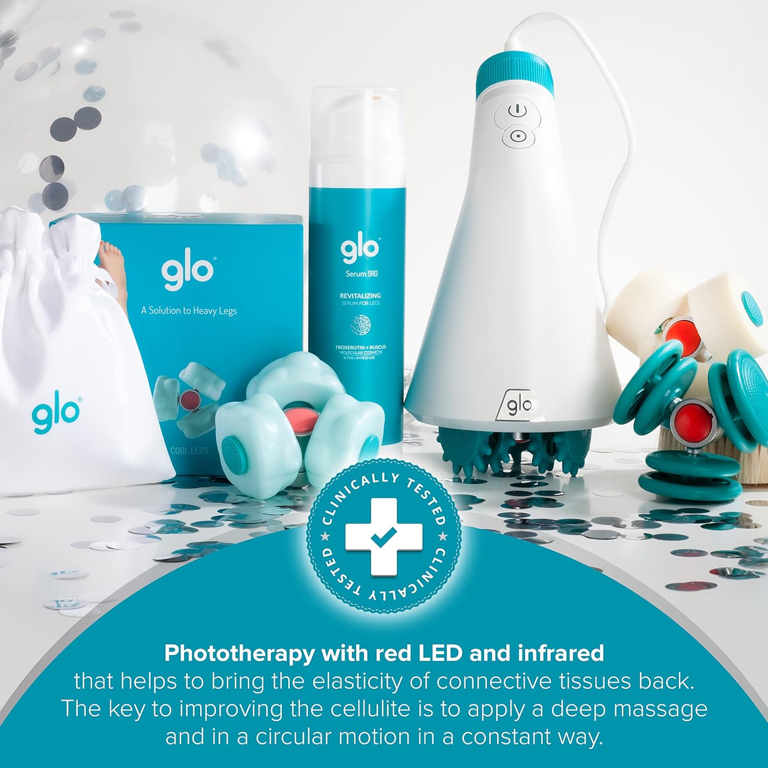 Glo910+ Anti Cellulite Massage Machine with 4 Heads and Phototherapy G8110