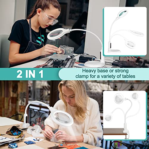 5X Magnifying Glass with Light and Clamp, Flexible Gooseneck LED Desk Lamp R4600