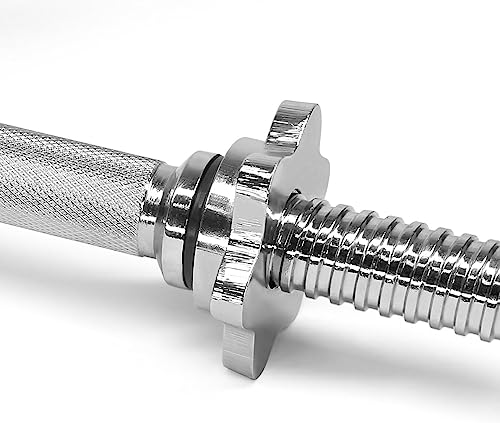 Yes4All Threaded Dumbbell Handles with Rubber Grip, Fit 1" Plates U8415