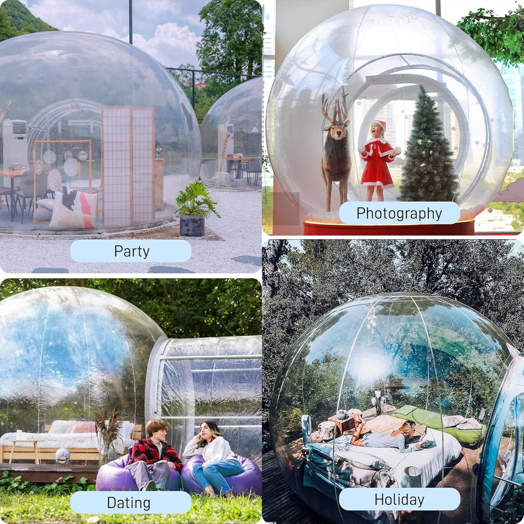 10FT Inflatable Bubble Tent with Air Pump, 3M PVC Two Room Camping Dome W737
