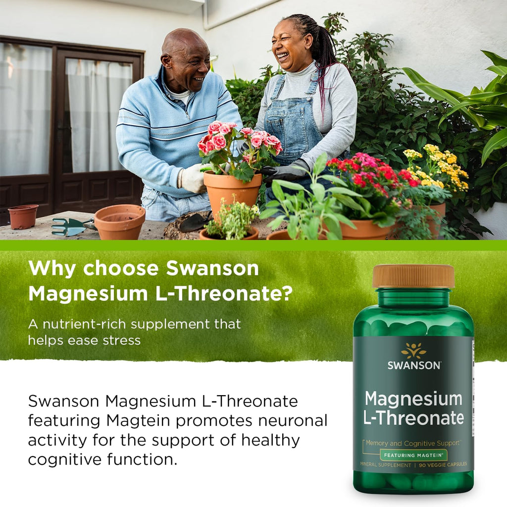 Swanson Magnesium L-Threonate Mineral Supplement, 90 Veggie Capsules G9469