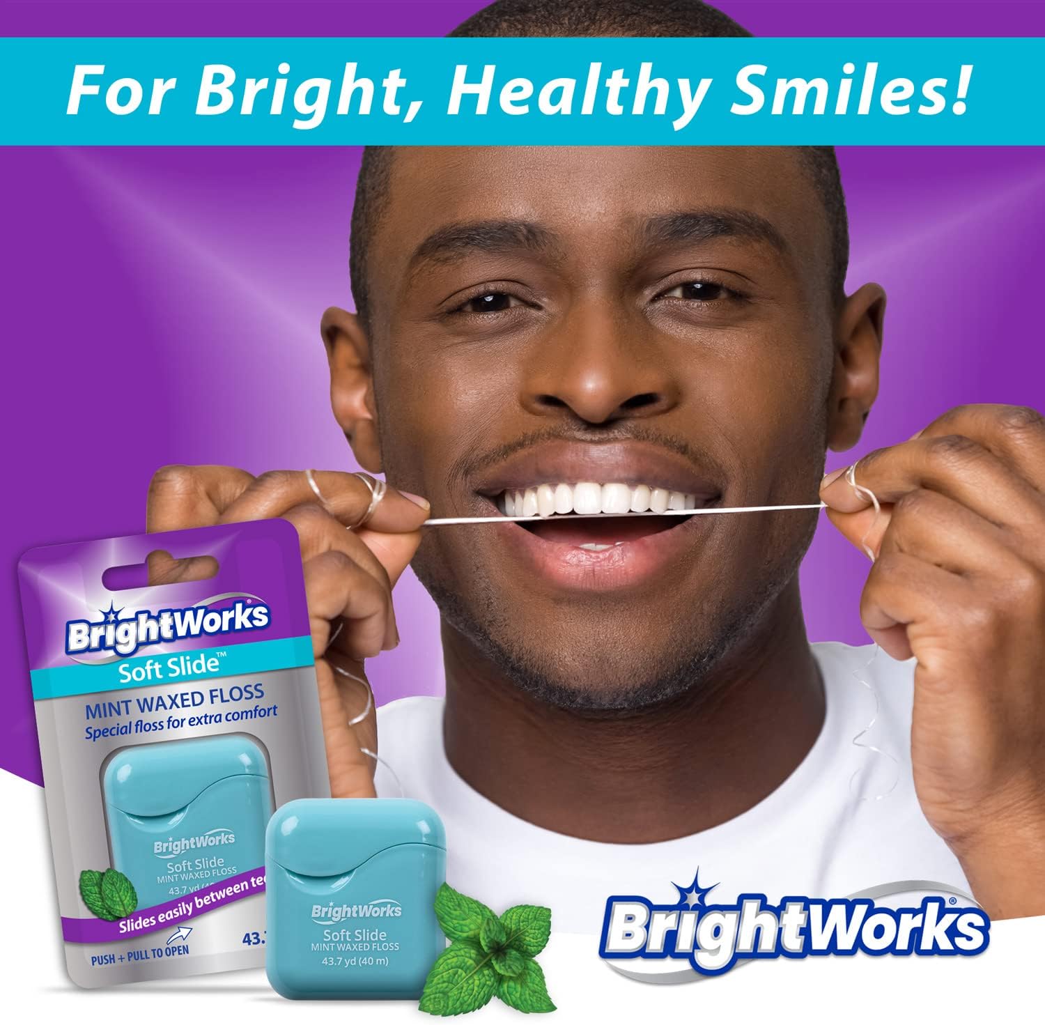 BrightWorks Soft Slide Dental Floss, 43.7 yards (Pack of 4) D442