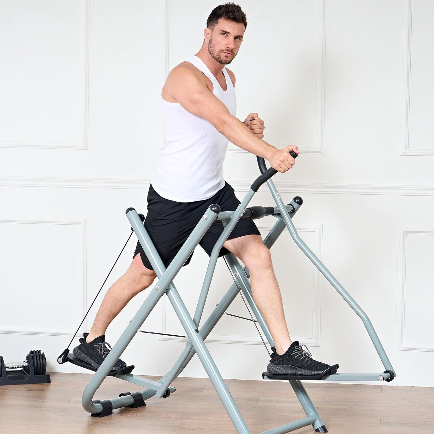 SogesPower Air Walk Trainer Elliptical Machine Glider, Elliptical Exercise Machine with Monitor for Home Gym, Low-Impact Design Elliptical Machine for Full Body Fitness Workout, Up to 330LBS
